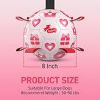 QDAN Valentines Gift Dog Toys, 8 Inch Dog Soccer Ball with Straps, Pink | Interactive Tug of War Toy, Puppy Birthday Gifts, Water Toy, Durable Dog Balls for Medium Large Dog, Outdoor Herding Balls
