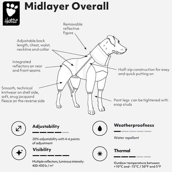 Hurtta Midlayer Dog Overall, BlackBerry, 10S