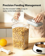 Dog Food Storage System with One-Touch Lid, (4 ×4.22 QT / 4.0 L) Best Value BPA-Free Cat Food Storage Container，Stackable Durable PET with 130ml Scoop, for Complete Kibble & Supply Organization