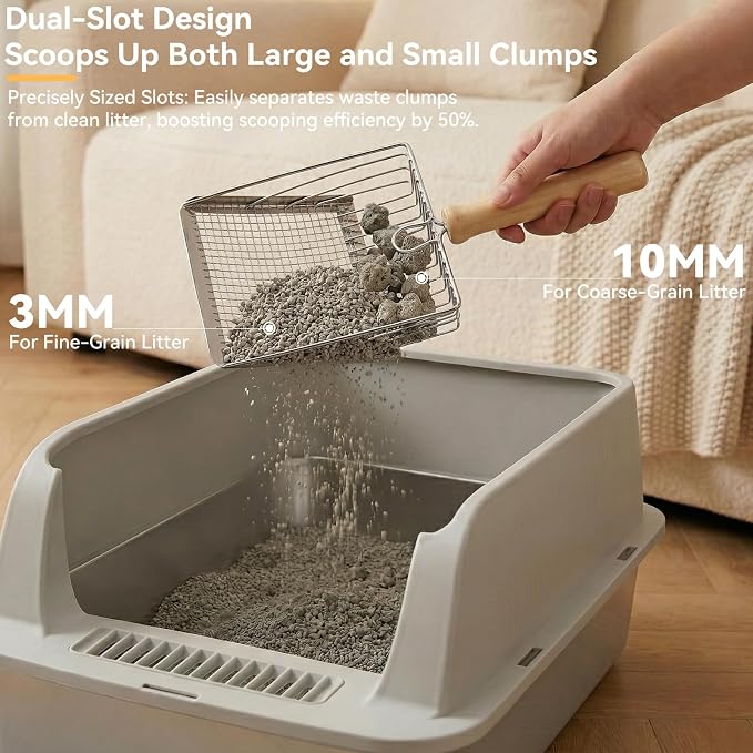 Stainless Steel Litter Box, XL High Sided Enclosed Cat Litter Boxes with Lid for Big Cats, Anti-Urine Leakage Includes Litter Mat & Metal Scoop