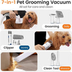 oneisall Dog Grooming Vacuum, Pet Grooming Vacuum with Clipper Nail Grinder, 1.5L Dust Cup Dog deshedding Brush with 7 Tools for Shedding Pet Hair, Home Cleaning(Blue) | 11kPa Strong Suction, 59dB Low Noise,Clipper & Nail Grinder Included, 7-in-1 Groom...