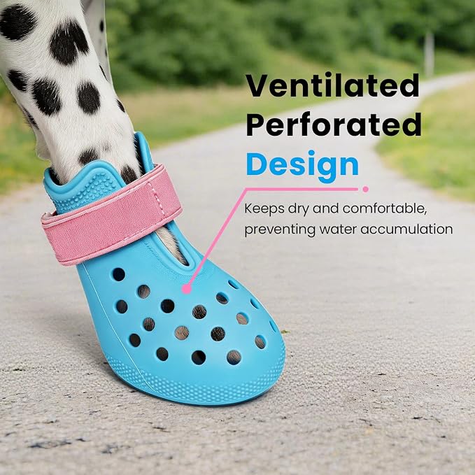 Dog Shoes for Hot Pavement - Comfortable Paw Protection for Medium & Large Dogs, Adjustable Strap & Non-Slip, Easy-Clean, Outdoor Sports Boots, Dog Booties for Summer Rain (Coastal Blue, M)