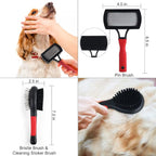 Wisedog Dog Grooming Kit, Reddish-black, 8PCS | Pin & Bristle Brush, Slicker Brush, Dematting Tool, Nail Clipper, Hair Removal Mitts, Flea Comb