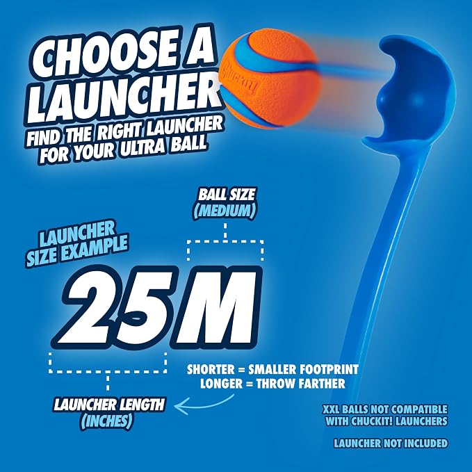 Chuckit! Ultra Ball Dog Toy - Medium Bouncy Fetch Balls For Dogs 20-60 lbs - Made from Durable Rubber - Floating Water Pet Toys - Size Medium - 2.5-inch Diameter - Pack of 2 | Bouncy durable rubber design for pups 20-60 lbs, high bounce action for acti...