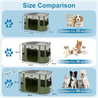 X-ZONE PET Dog Playpen, Puppy Cat Play Pen Portable Foldable Indoor/Outdoor Tent Crate Cage, Portable Pet Crate Medium Size Green 33"