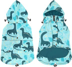 HDE Double-Layer Zip Dog Raincoat Poncho with Removable Hood and Leash Hole for Small to 3XL Dogs and Puppies - Dinosaurs - 3XL - Polyester