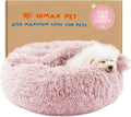 Himax 20in Covered Small Dog Bed with Blanket Attached Calming Burrow Pink | Dog Beds for Small Dogs, Anti-Anxiety Donut dog bed with cover, Washable Round Fluffy Pet Beds