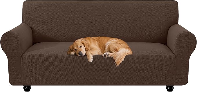 XINEAGE Stretch 3 Seater Slipcover, Non-Slip Pet Couch Cover,Light Coffee | Washable Furniture Protector, Elastic Bottom, Dogs & Cats Friendly, Scratch-resistant, Fast Setup, High Elasticity