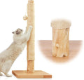 35" Solid Wood Cat Scratching Post, Stop Replacing Cheap Post | 18 lb Heavy Build, Natural Pear Tree Trunk, Beautiful Raw Look, RubberWood Base with Oak Veneer, 1-Year Free Rope Replacement