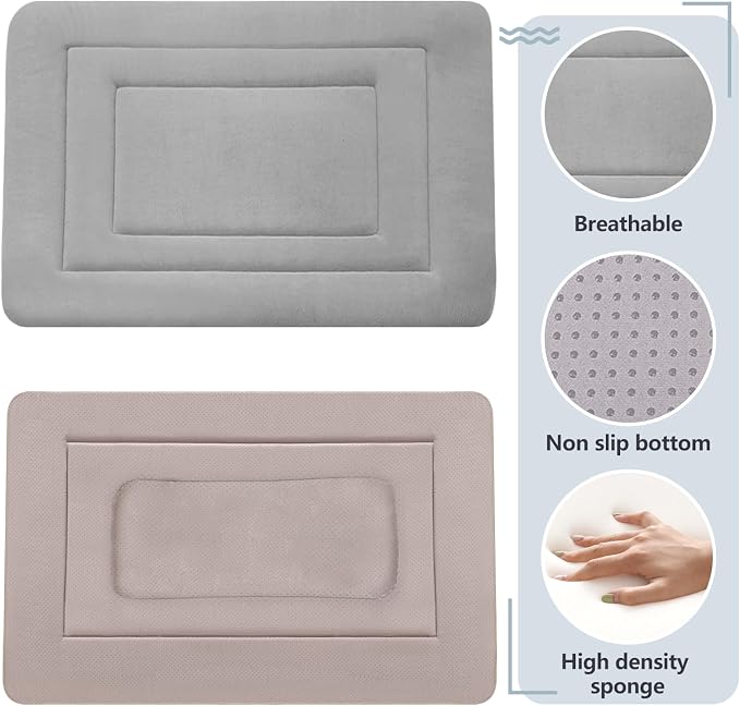 Dog Bed Soft Dog Crate Bed Pad Mat, 48 in Non Slip Bottom Washable Beds for Extra Large Dogs, Pet Bed Mattress Kennel Pad, Clay Gray