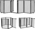 Snagle Paw Full Metal Freestanding Dog Gate with Door, 120” W x 32” H Pet Gate with Support Feet for Doorways, Stairs and Hallways, Portable Dog Fence for Indoor Use (32" 6 Panel, Black)