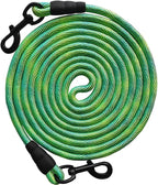 BTINESFUL 8ft 12ft 20ft 30ft 50ft 75ft Dog Tie-Out Long Tether Rope Leash, Outdoor Yard Leash- Large Medium Small Dogs Training, Playing, Camping, Backyard (Green, 12 Foot)