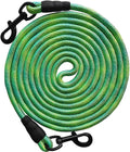 BTINESFUL 8ft/12ft/20ft/30ft/50ft/75ft Dog Tie-Out Long Tether Rope Leash, Outdoor Dog Lead for Yard- Large Medium Dogs Outside Training, Playing, Camping, Backyard (20 Foot, Green)