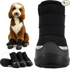 Dog Boots,Rugged Anti-Slip Sole Paw Protectors for Medium Large Dogs,Boots & Paw Protectors with Adjustable Straps,Waterproof Dog Booties for Hot Pavement,Snow,Hiking(Black,#4)