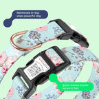 Airtag Dog Collar,with Waterproof airtag Holder，Original Stylish Cute Pattern Design.QR Code ID Buckle，Comfortable Soft Cotton for Small Medium Large Dogs