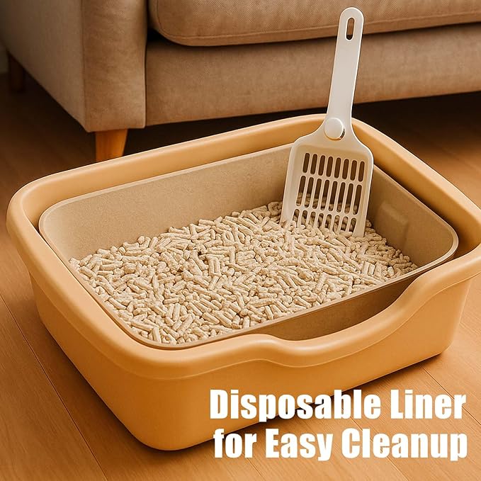 JINVOGREEN Disposable Litter Boxes for Cats, 6 Pack Cat Litter Trays for Travel, Temporary Use, or Liner – Leak-Proof, Eco-Friendly, Easy Clean-Up (16.1" x 12.4" x 3.7")