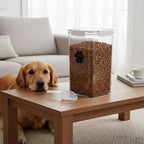 6L Dog Food Storage Container,Airtight Pet Food Storage Containers with Buckle-Lock Lids & Spoon,Plastic Cat Food Container,Dog Treat Container for Dog, Cat, Bird Seed - Bright White
