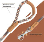 Mile High Life Dog Leash with Genuine Leather Handle, 6 FT/5 FT/4 FT | Leather Grip Rope Leash, Heavy Duty 360° Swivel Metal Clasp, for Small Medium & Large Dogs