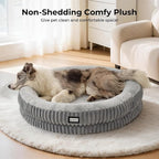 BALANCE Donut Dog Bed, 36 Inches Round Dog Bed Large Size Dogs Washable, Orthopedic Calming Dogs Beds for Kitten, Fluffy Plush Faux Fur Pet Bed with Anti-Slip Bottom