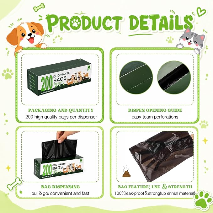 Sherr 25 Boxed Rolls 5000 Counts Dog Poop Bags Bulk Leak Proof Dog Doggy Poop Pet Waste Station Refill Roll Bags for Puppy Pets Outdoor Walking and Travel