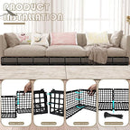 12 Pcs Under Couch Blocker for Bed Adjustable Furniture Plastic | Under Bed Blocker with 30 Ties Black Couch Barriers for Dogs Pets Cats (Style 1)
