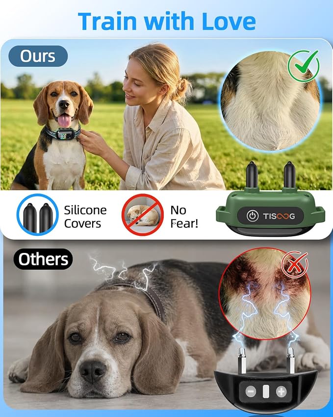 3300ft Dog Shock Collar with Remote Control, IPX7 - Green | 4 Training Modes, Security Lock, Extremely Long Battery Life, Waterproof, Rechargeable E-Collar for Small Medium Large Dogs