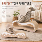 Simple Delxue 2 in 1 Cat Scratcher Cardboard Lounge Bed, Cat Scratching Post, Durable Board Pads Prevents Furniture Damage,Large,Wave
