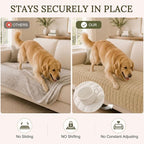 Smiry Velvet Couch Cover for Dogs, Non Slip Soft Sofa Protector for Pets | Washable Sofa Cover for Cats, Cozy Furniture Protector Against Pet Hair, Scratches, Fits Sectional Sofa(Khaki, 36"x36")