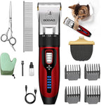 Quiet Cat Clippers & Cat Grooming Kit for Matted & Long Hair | 250Min Cordless Pet Shaver, Low Noise Pet Hair Trimmer for Grooming,2in1 Wide & Narrow Blades,4 Combs,Scissors & Glove(Red)