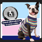 FUAMEY Dog Surgery Recovery Suit, Surgical Suit for Dogs Onesie for Surgery | Cone Alternative after Surgery, Abdominal Wound Protector, Onesie for Dogs after Surgery Spay Neuter, Dark Blue Stripes XL