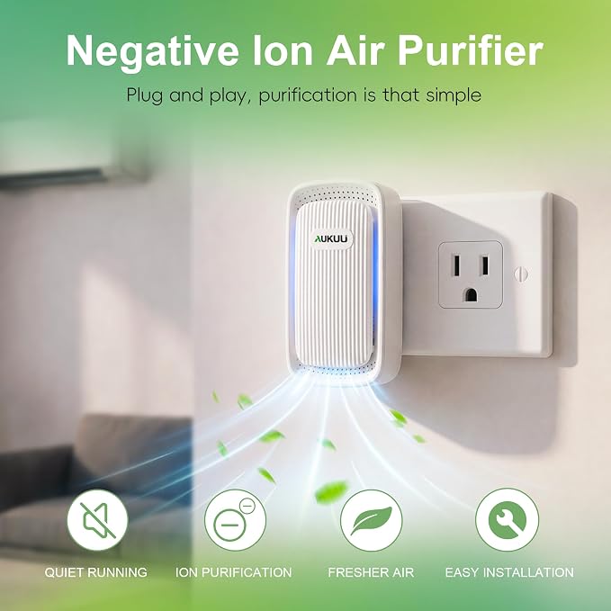 Air Ionizers 4 Pack - Plug In Mini Air Purifiers for Home, Bedroom, Office | Basement - Portable Negative Ion Air Purifier Pet Smell, Odor, Smoke, Dust - Quiet Air Freshener - Air Cleaner White