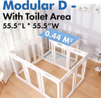2 Room Acrylic Dog Playpen Indoor, Height 30", 14 Panels, Ideal for Small & Toy Dogs, White