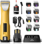 Professional Dog Clippers for Grooming with Charging Replacement, Low Noise Pet Grooming Kit for Thick Curly Matted Heavy Coats Cordless Hair Trimmer with 8 Metal Guide Combs for Animal Horse