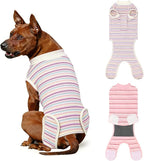 2 Packs Breathable Cotton Dog Recovery Suit for After Neuter Spay Abdominal Wounds Protector, Professional Anti-Licking Onesies for Male Female Pets Surgery Bandages, XL Textured Pinky White