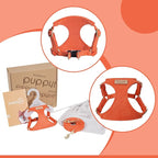 Puppytie Small Dog Harness with Multifunction Dog Leash,Lightweight Soft Adjustable No Choke Escape Proof Pet Harness Vest Pet Harness Vest,Orange,S