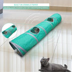 Cat Tunnel for Indoor Cat Collapsible Cat Play Tube with Play Ball and Fringe, Interactive Pet Crinkle Tunnel for Kittens, Length 47 inch, Diameter 9.7 inch