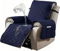 100% Waterproof Recliner Chair Cover, Non-Slip Washable Recliner Slipcover with Elastic Straps & Side Pocket, Stay in Place Furniture Protector for Dogs Cats Kids (Navy Blue, 23)