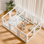 EVERFRONT Clear Acrylic Dog Playpen - Transparent Dog Play Pen - Easy Assemble Acrylic Dog Enclosure - Puppy Playpen, Cat Playpen, Small Animal Playpen, Dog Fence Indoors (24", 2 Gates + 10 Panels)