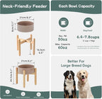 Havniva Elevated Dog Bowls Ceramic Dog Bowls with Stand, Dog Food Bowl | 8.3” Raised Dog Bowls with Non-Slip Wood Stand, Dog Food and Water Bowl Set, Dog Feeding Bowls for Large Dogs