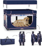 LOOBANI Foldable Whelping Box for Dogs, 1 Min Setup, 43.3"x43.3"x27.1" | Pet Puppy Playpen Indoor With Cover & Waterproof Bottom, Portable Birthing Box For Dog Cat Duck,Sturdy,Patented,Blue+Pink