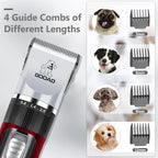 4 in 1 Dog Clippers Grooming Kit and Paw Trimmer for Thick Hair&Coats | 3-in-1 Clipper+Paw Trimmer+Nail Grinder, <60dB Quiet, Cordless,LED Display, 4 Guide Combs, Detachable Titanium-Ceramic Blade