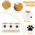 37oz Glass Dog Treat Jars Set of 3,Clear Dog Treat Container with Bamboo Lids,Airtight Cat Treat Jar,Small Pet Treat Canister,Puppy Food Bin-Keep Fresh Crispy-Square