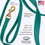 Viper Biothane K9 Working Dog Leash Waterproof Lead for Tracking Training Schutzhund Odor-Proof Long Line with Solid Brass Snap for Puppy Medium and Large Dogs, 20ft Blue Aqua