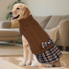 KYEESE Dog Sweater Dress Turtleneck Thick Knit Pullover for Cold Weather | Stretchy Fit, Lightweight & Warm, Cozy Knit Comfort, Cute Bow Accent, Gentle on Sensitive Skin, Comfortable Daily Wear