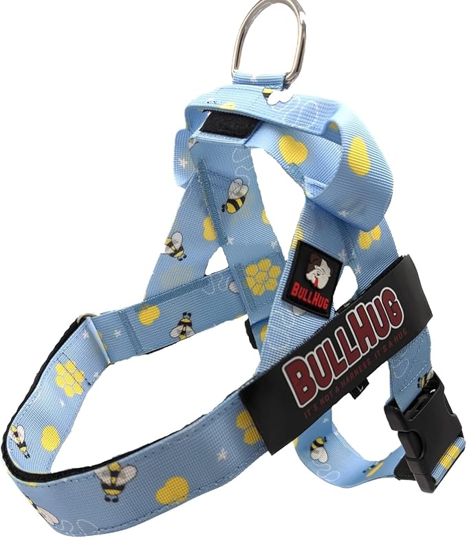 BULLHUG Adjustable Dog Harness– No Pull, No Choke – for English Bulldogs, French Bulldogs, Pugs & Broad-Chested Breeds – Easy, Safe Walks (Bumble BEE, XS)