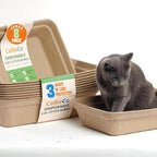 CallieCo Disposable Cat Litter Boxes Jumbo 8 Pack Leak Resistant | Portable, Biodegradable, Travel Friendly, Sturdy, Easy-Grip Rim, Cat Tray Liners