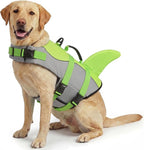 ASENKU Dog Life Jacket - Pet Safety Vest for Swimming & Boating, Shark Life Jacket with Floatation, Dog Lifesavers Swimsuits for Small Medium Large Dogs (Green, L)