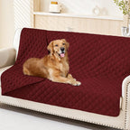Smiry Waterproof Reversible Pet Couch Covers for Dogs | Pet Friendly, Soft Fabric, Washable Sofa Furniture Protector for Dogs Cat Kids, Checkered (52"x82", Wine Red/Wine Red)