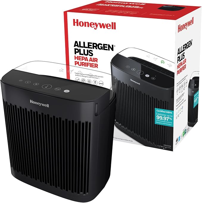 Honeywell HEPA Air Purifier for Home and Small-Medium 938 Ft² Rooms, Black | Powerful HEPA Filtration with Quiet, Clean, Turbo and Auto Modes, Reduces Allergens, Dust, Pollen, Pet Dander, Odors, Smoke