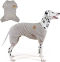 KYEESE Dog Pajamas, Striped Pet PJS Lightweight Doggie Jammies, 4 Legs Outfit Soft Dog Pajamas, Cozy Pet Clothes Onesie, Comfortable PJS for Large Dogs, Ivory Brown Striped, 3XL